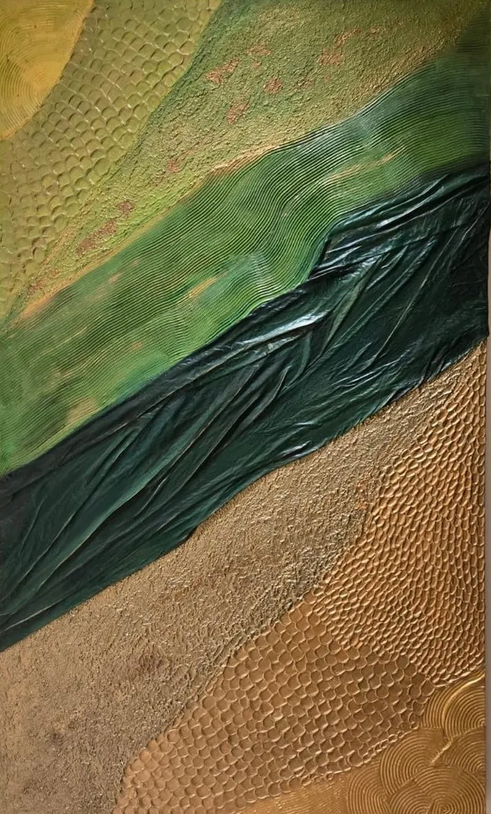 Flow by Jignasa Dhame, acrylic, texture and drape on canvas